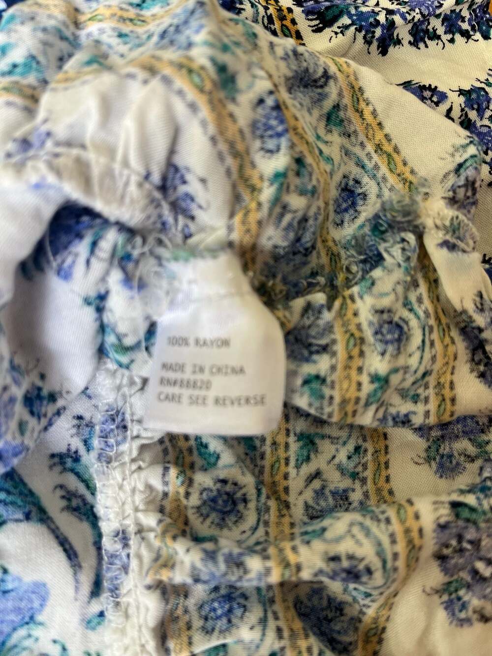 Nicole Miller Blue and White Floral Off-the-Shoulder Puff Sleeve Ruffle Dress - Picture 4 of 7